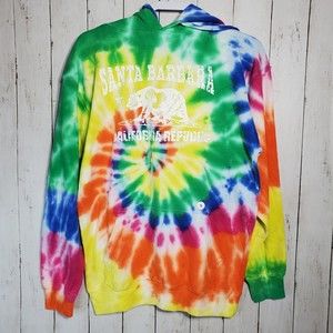 A.M.S Tie Dye California Hoodie Unisex Size Small Santa Barbara Bright Colors